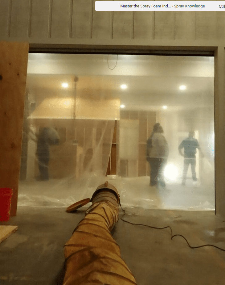 spray foam training room - mock up cathedral roof deck, framed wall cavities, crawl space for hands on spf training with ventilation