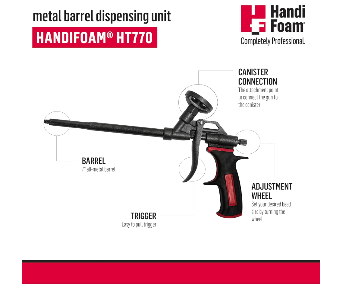 handi-foam fomo gun for can foam ht770 f61077 - parts breakdown Handi-Foam Can Foam Dispensing Unit HT770 F61077 - parts breakdown