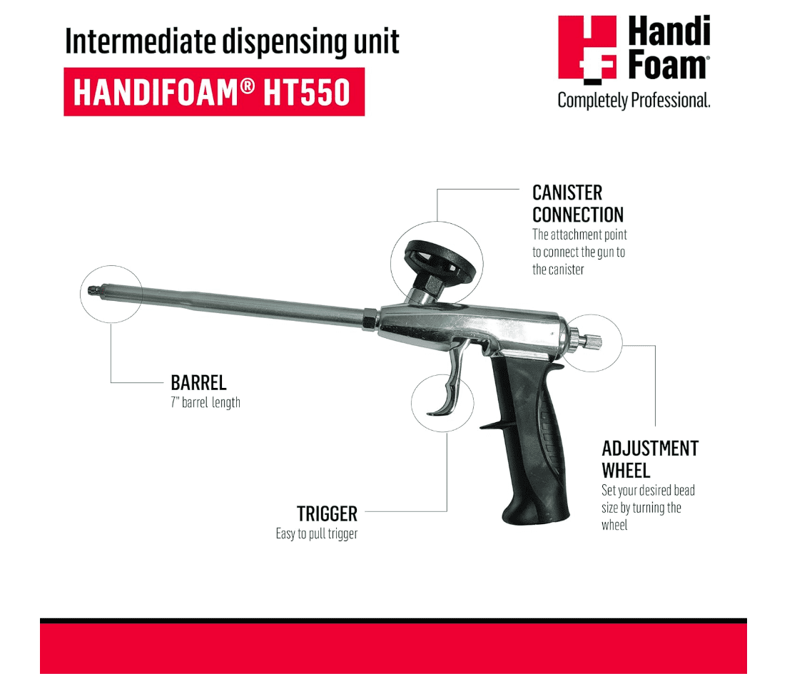 handifoam can foam applicator HT550 F61055 - breakdown of parts Handi-Foam Can Foam Dispensing Unit HT550 F61055 - Parts Breakdown Picture