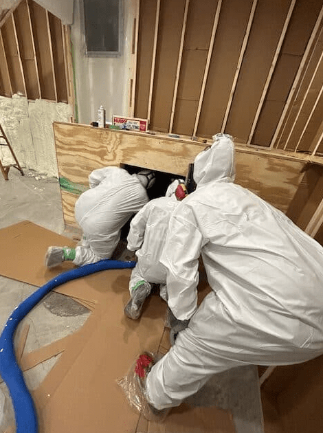 spray foam training room - mock up cathedral roof deck, framed wall cavities, crawl space for hands on spf training inside a crawl space