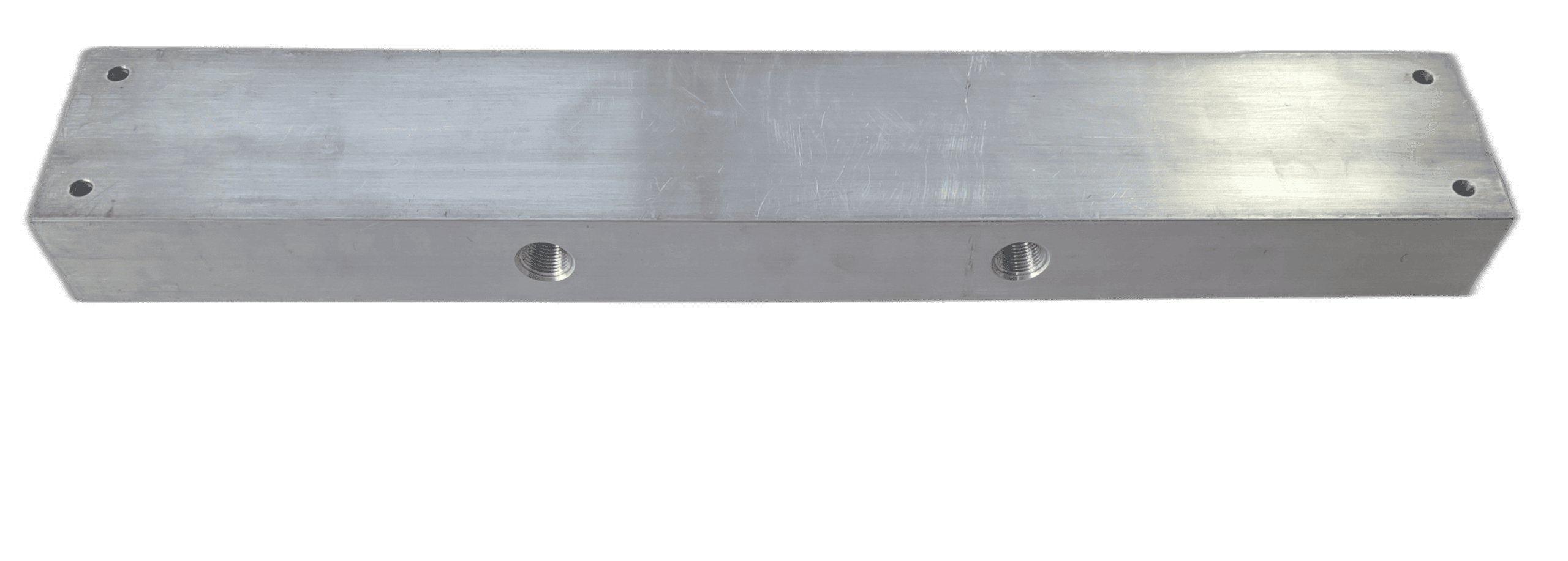 36577_nobg Bottom View 236431 18-inch air distribution manifold block with seven 3/8-inch ports and two 1/2-inch end ports