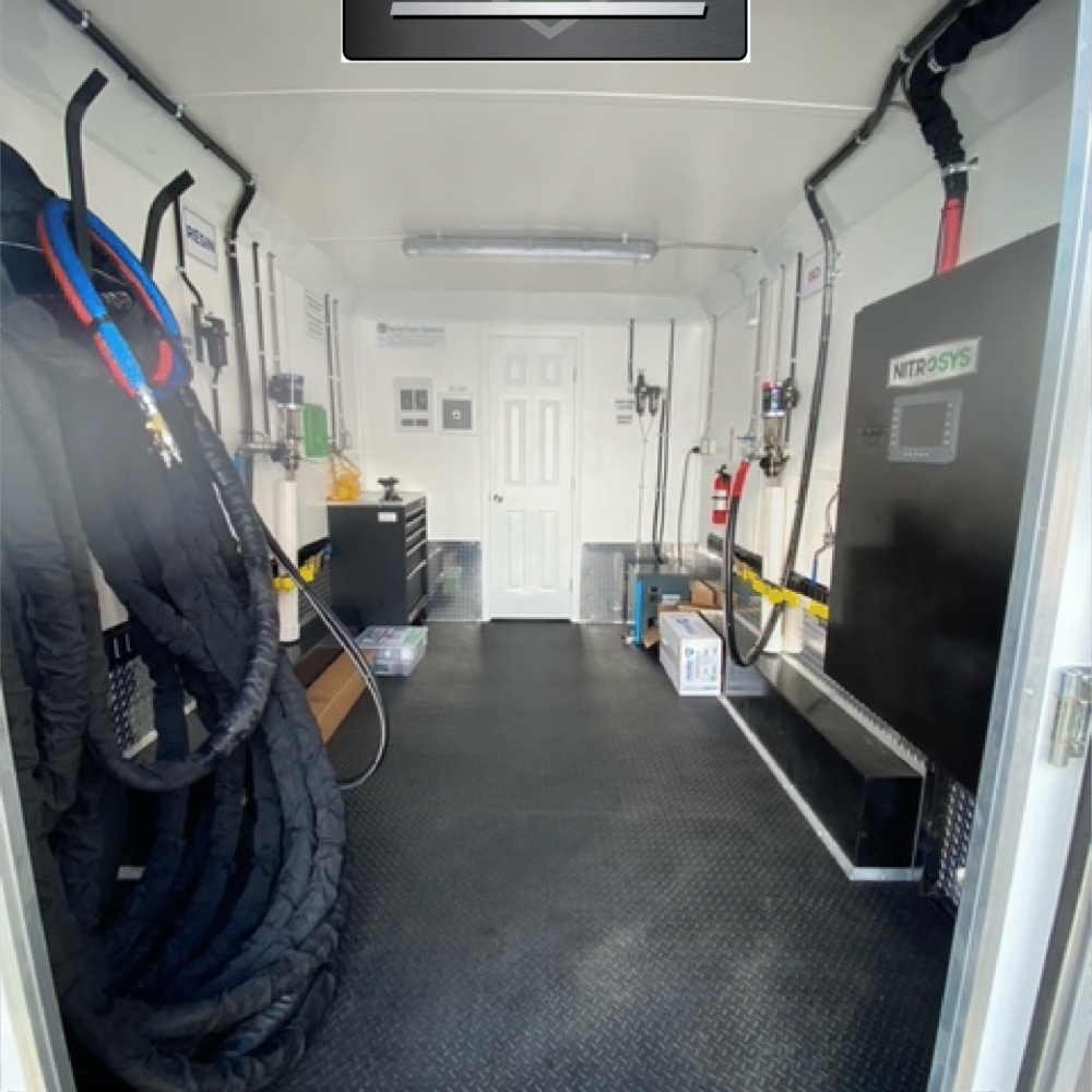 hvlp rig social (1) ProPAK Nitrosys HVLP spray foam rig, Nitrosys HVLP system, gas powered, 16-foot trailer